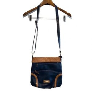 Joanel Vintage Faux Leather Multi Pocket Long Strap Crossbody Purse Bag Blue